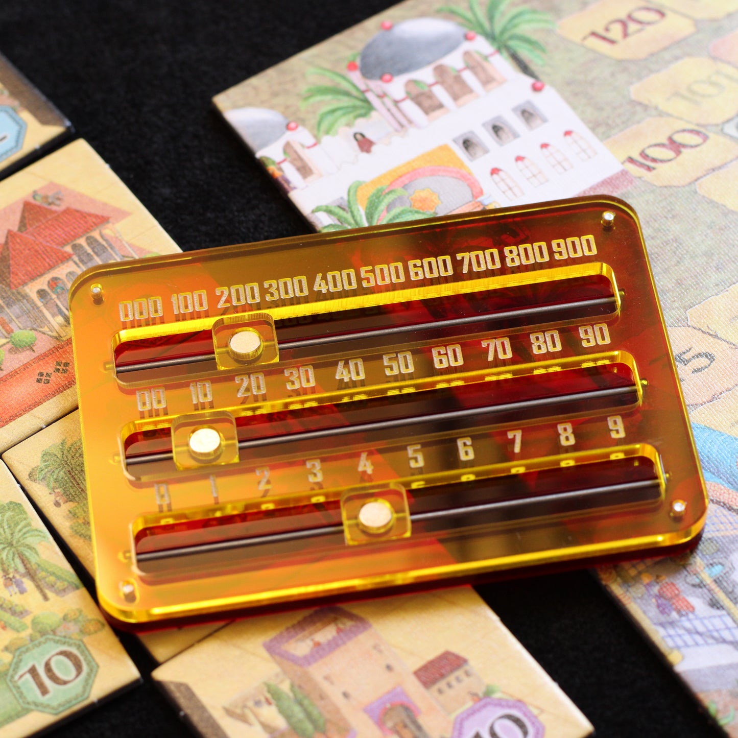 Flame 3-Digit Slider Counter (Red & Yellow)